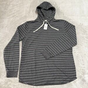 Marine Layer DK Pullover Hoodie Mens M/L Marge Heather Gray Blue Striped $88 NWT